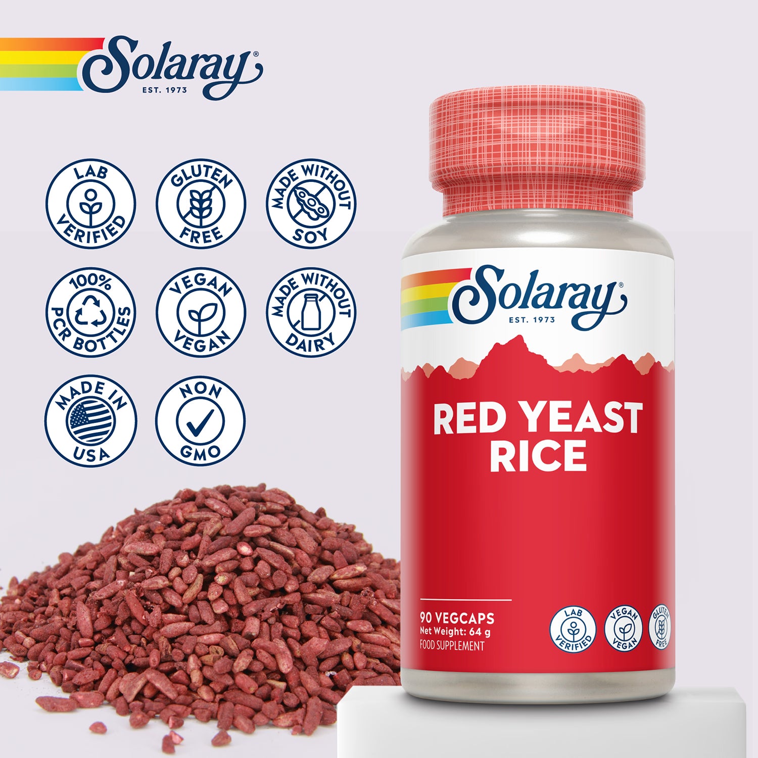 Solaray Red Yeast Rice supplement 600mg 90 capsules, UK version