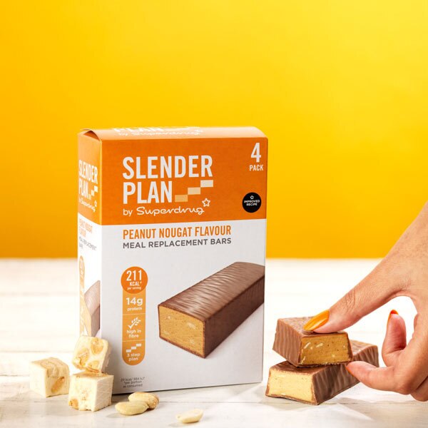 Superdrug Slenderplan Peanut Nougat Bars  x 4