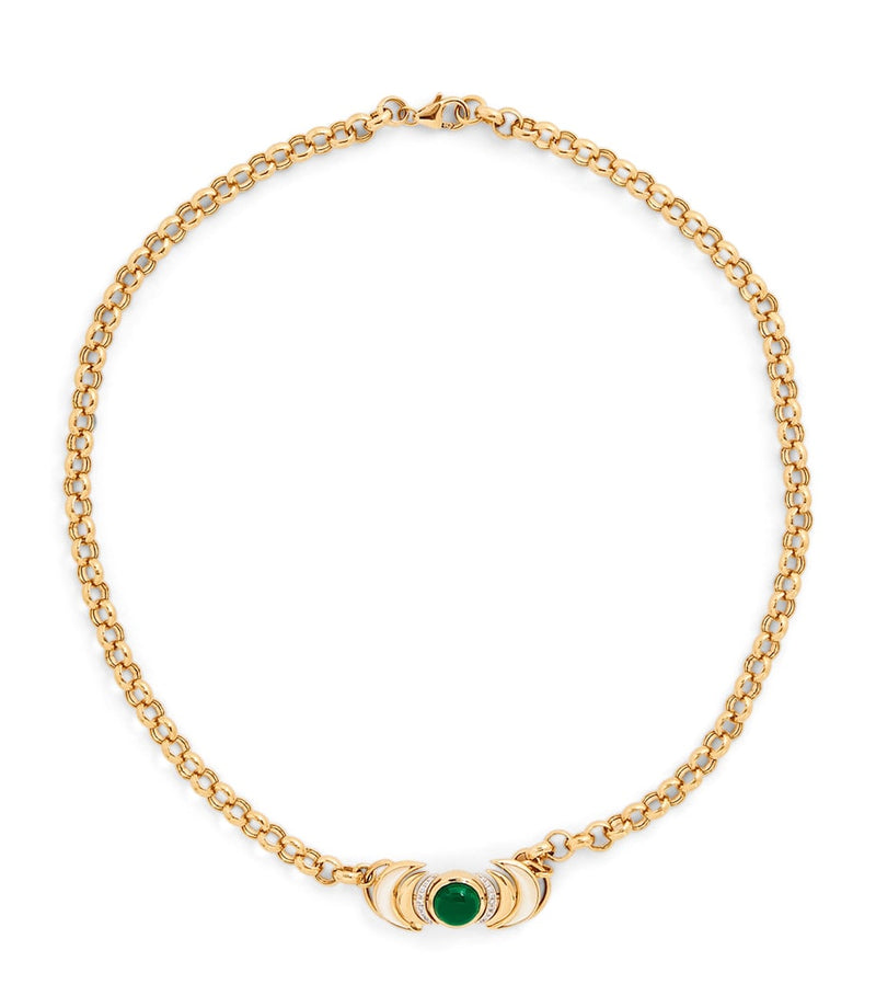 L'Atelier Nawbar yellow gold malachite diamond necklace, UK version