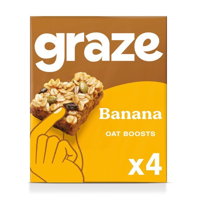 Graze Vegan Banana Snack Bars Wholegrain Oats   4 per pack Food Cupboard M&S   