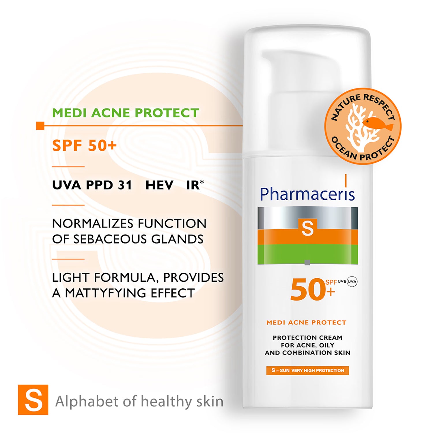 Pharmaceris S Medi Acne Protect SPF 50 50ml - British product