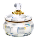 MacKenzie-Childs Sterling Check squashed pot 12.5cm, imported from the UK