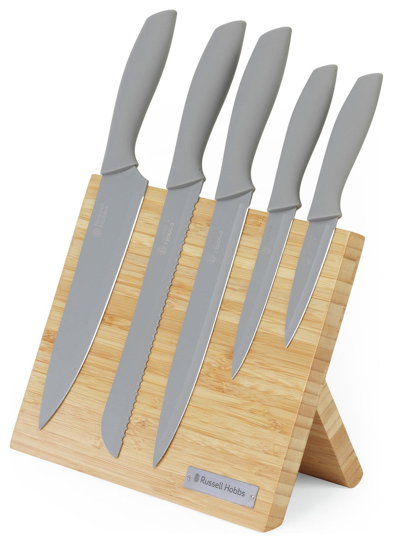 Russell Hobbs grey knife block set imported from the UK