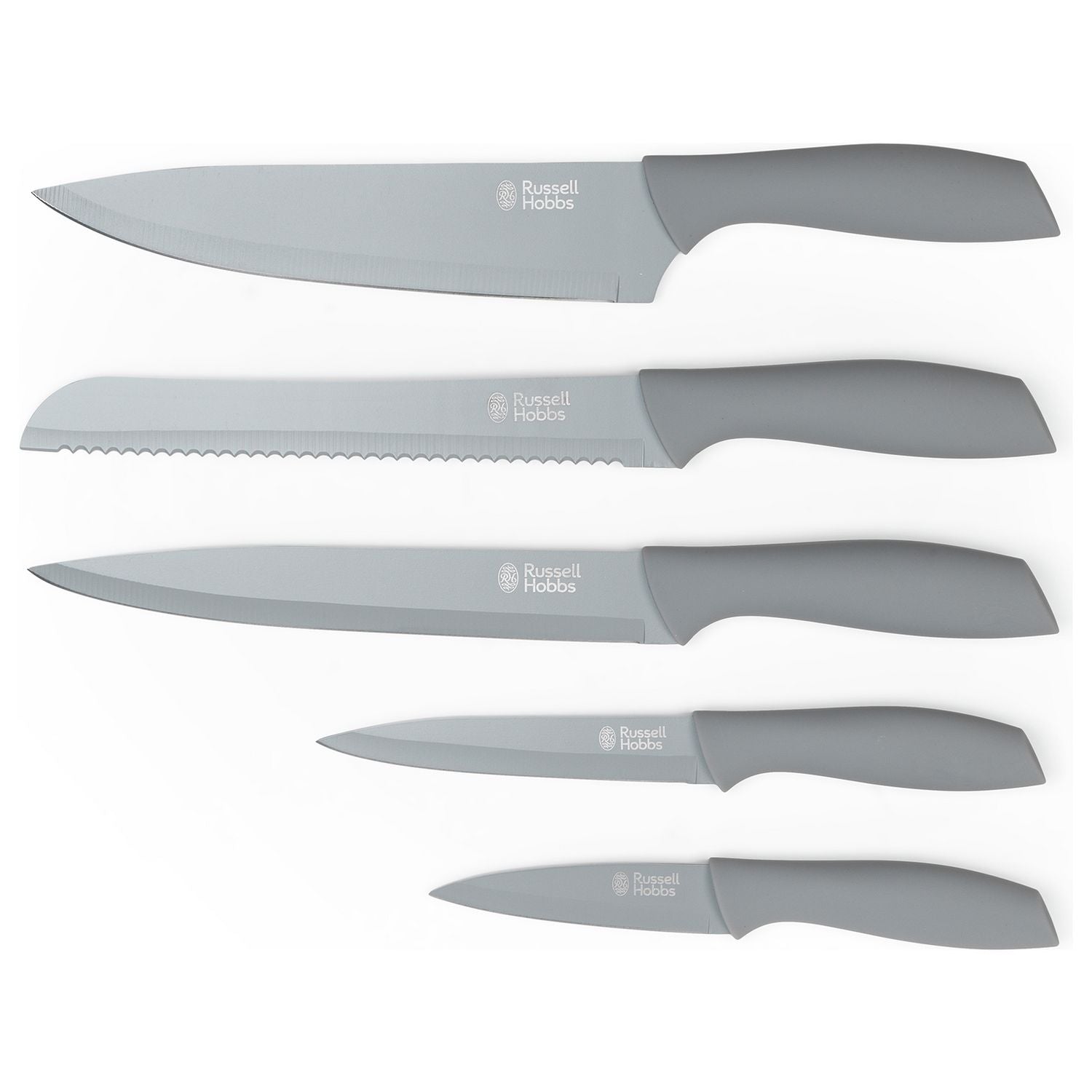 Russell Hobbs grey knife block set imported from the UK