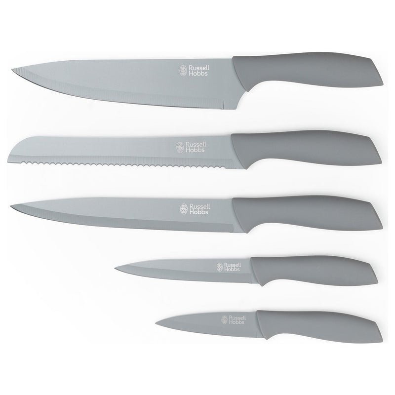 Russell Hobbs grey knife block set imported from the UK