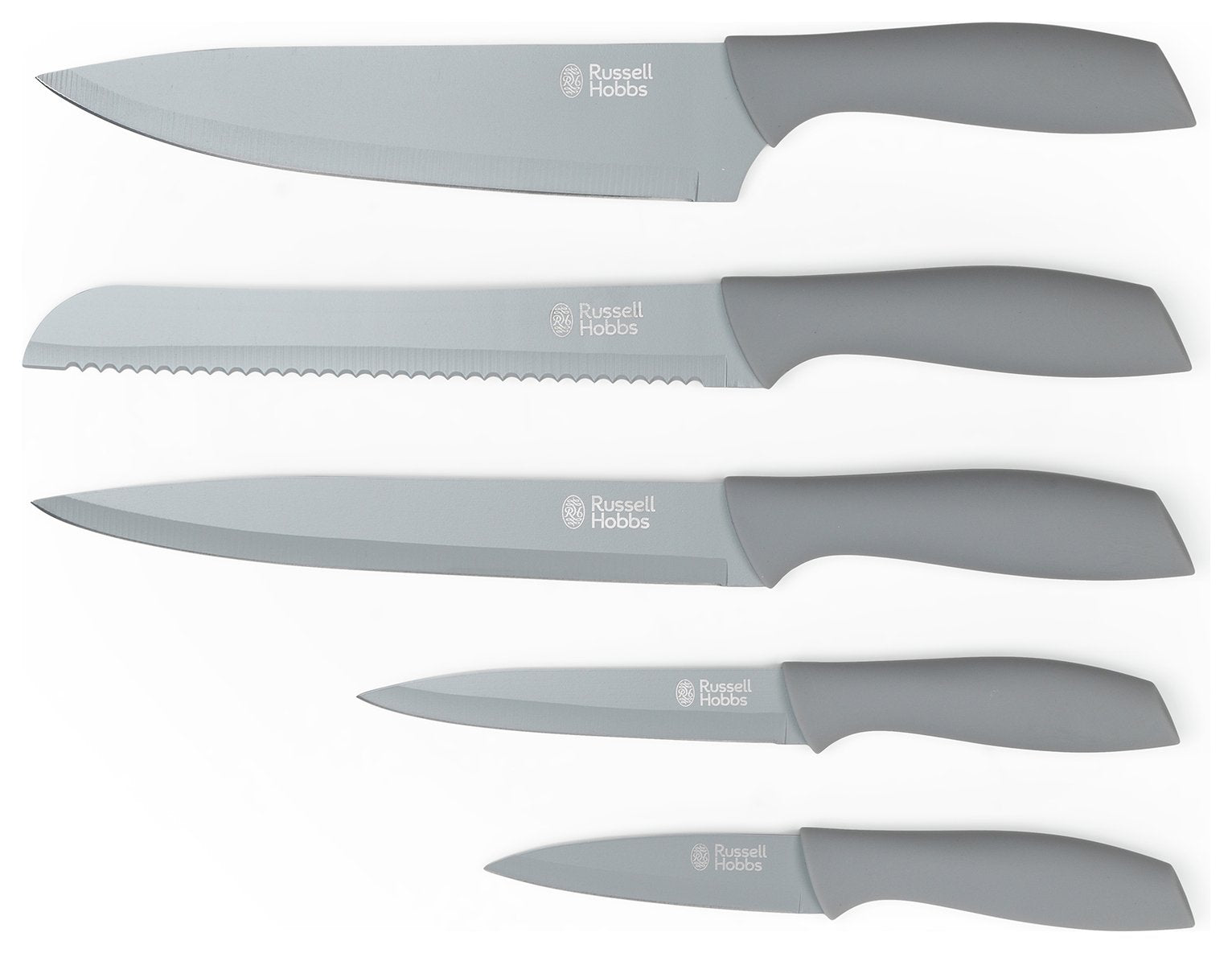 Russell Hobbs grey knife block set imported from the UK