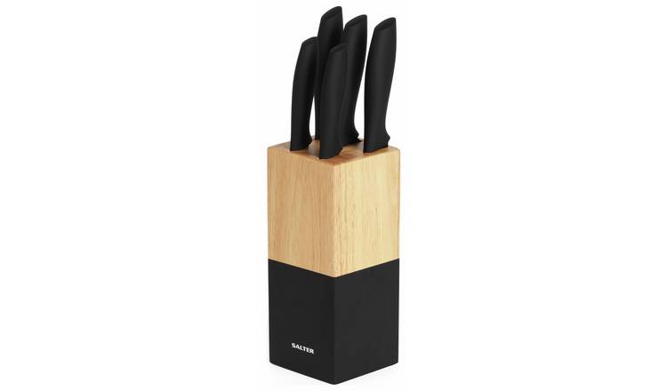 Salter 5 piece knife block set black (British brand)