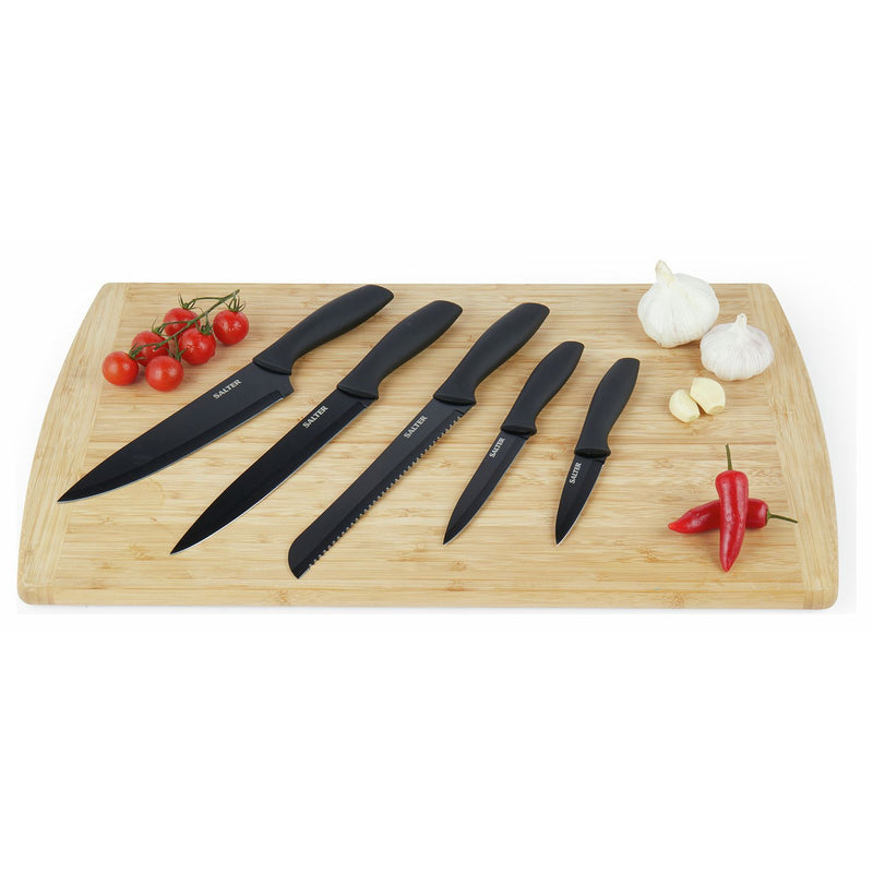 Salter 5 piece knife block set black (British brand)