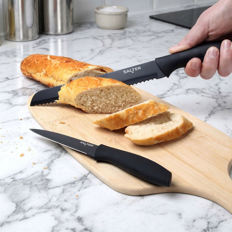 Salter 5 piece knife block set black (British brand)