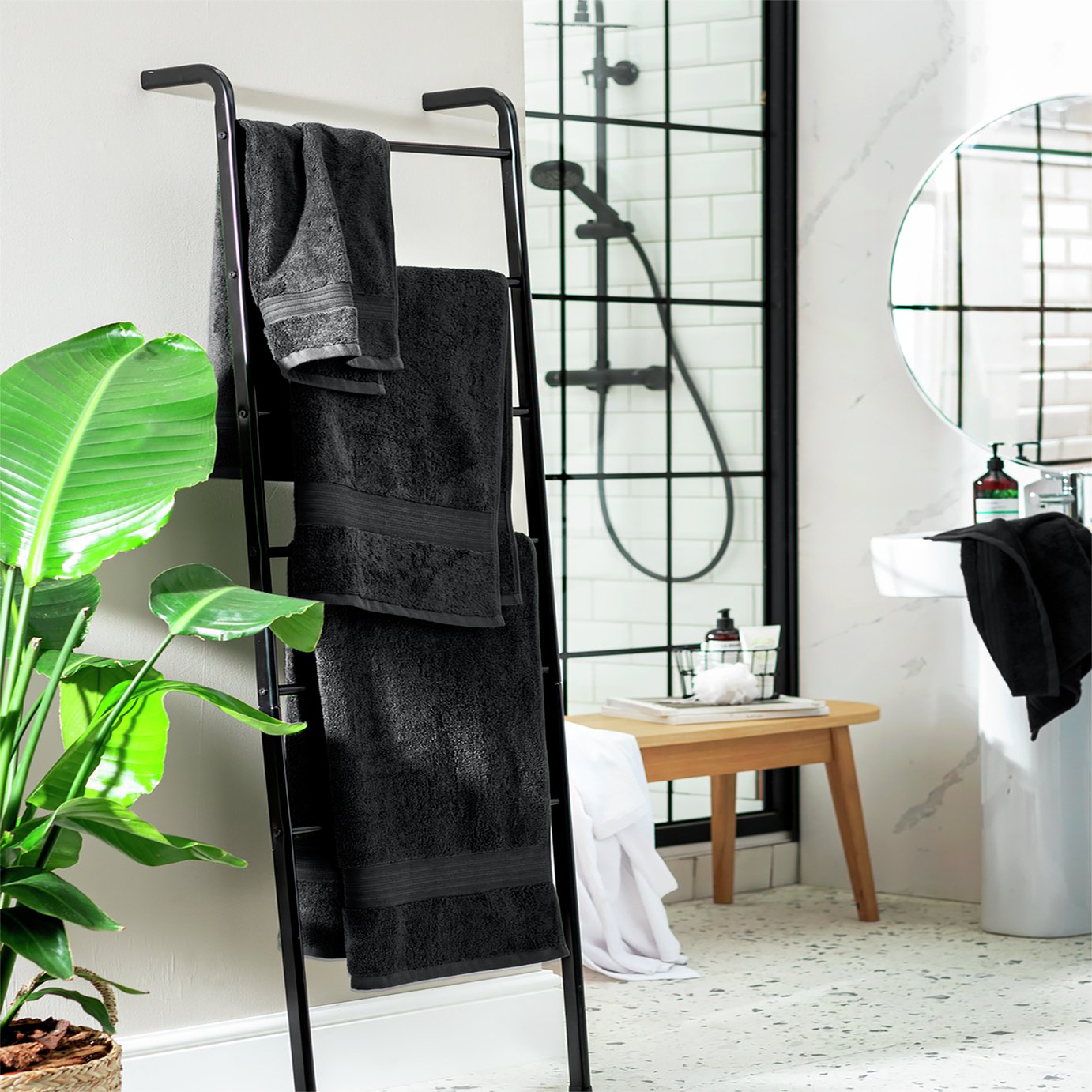 Habitat Egyptian cotton 4-piece towel set in slate grey, UK version