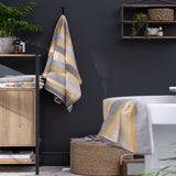 Habitat horizontal stripe mustard towel set 4 piece, UK version
