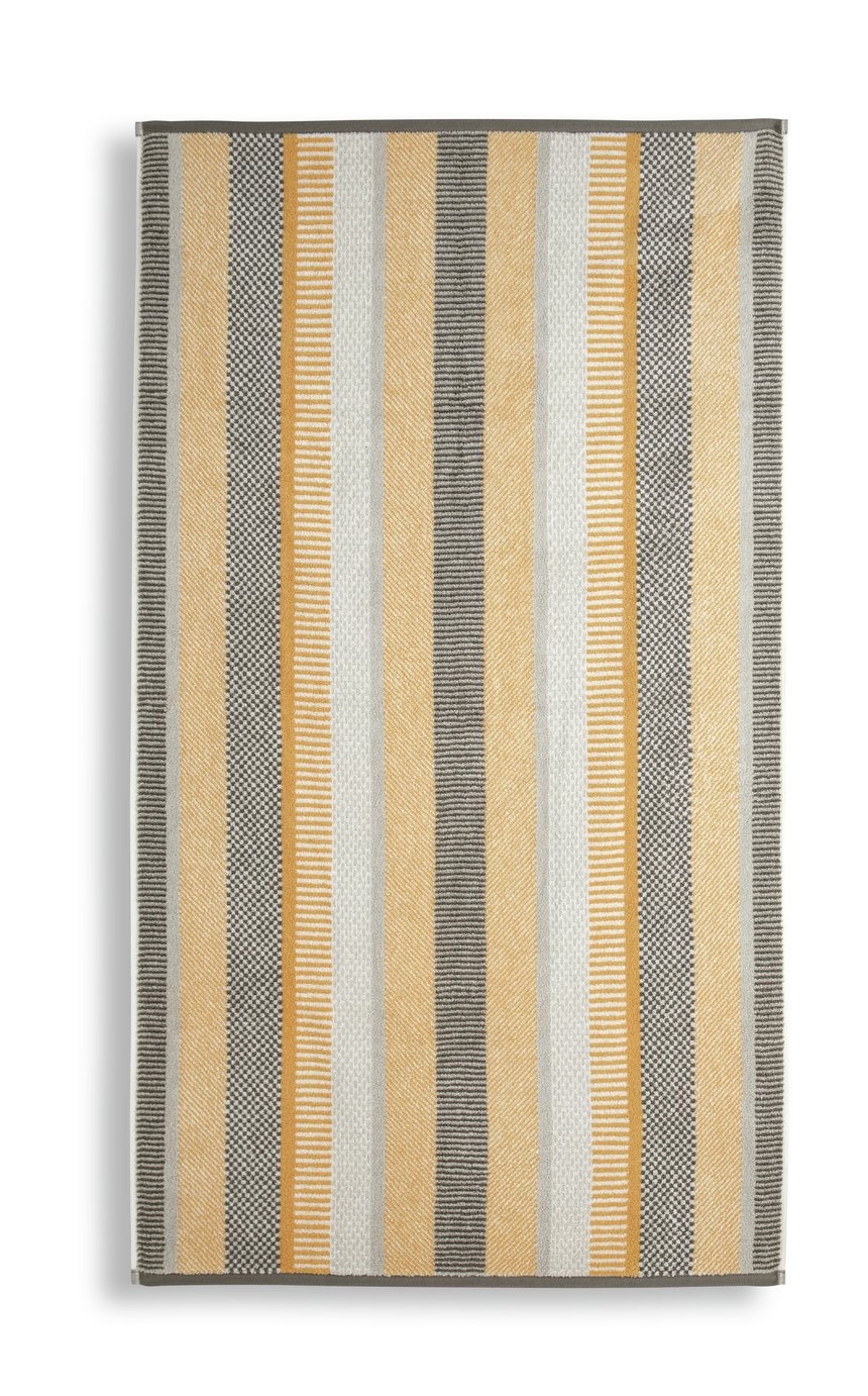 Habitat horizontal stripe mustard towel set 4 piece, UK version