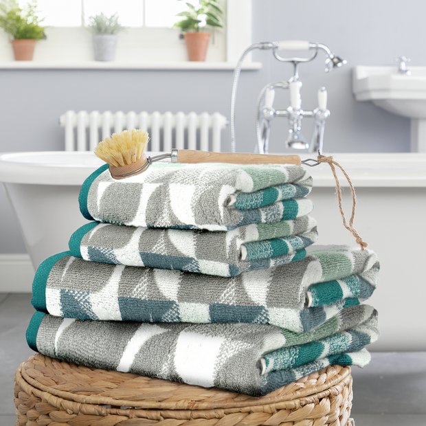 Habitat Geo Shape blue and grey towel bale 4 piece, UK version