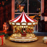 Animated Christmas carousel with hand-painted Santa and reindeer, (British brand)