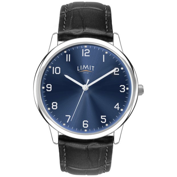 Limit men's watch black faux leather strap 38mm - British product