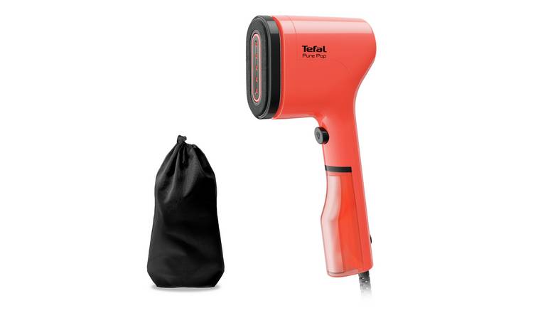 Tefal Pure POP garment steamer in coral red (British brand)