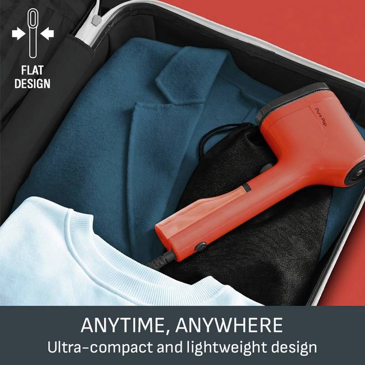 Tefal Pure POP garment steamer in coral red (British brand)