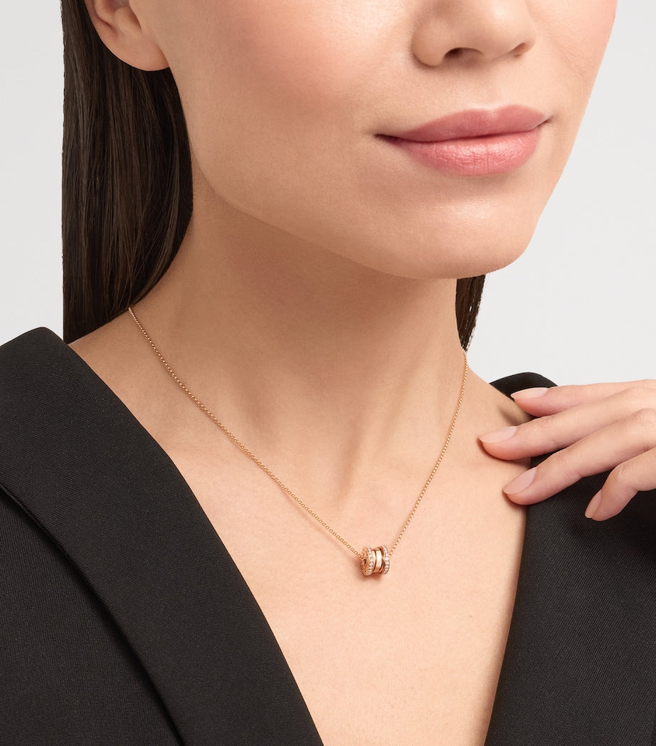 Bvlgari B.zero1 rose gold diamond pendant necklace (British brand)