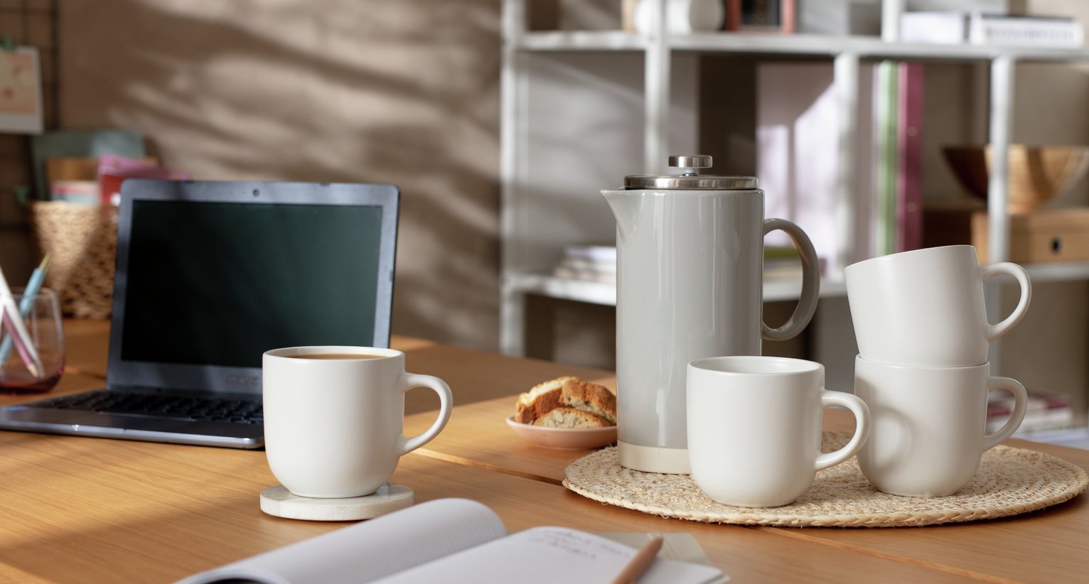 Habitat set of 4 matte white stoneware mugs with 420ml capacity, UK version