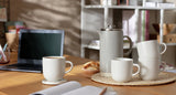 Habitat set of 4 matte white stoneware mugs with 420ml capacity, UK version