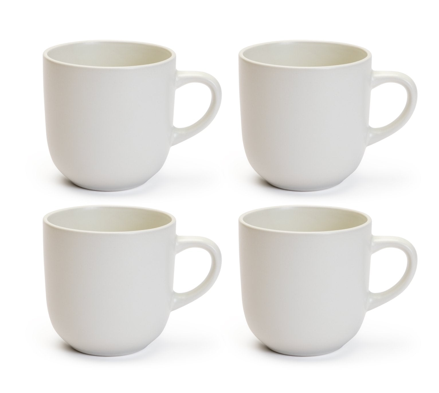Habitat set of 4 matte white stoneware mugs with 420ml capacity, UK version