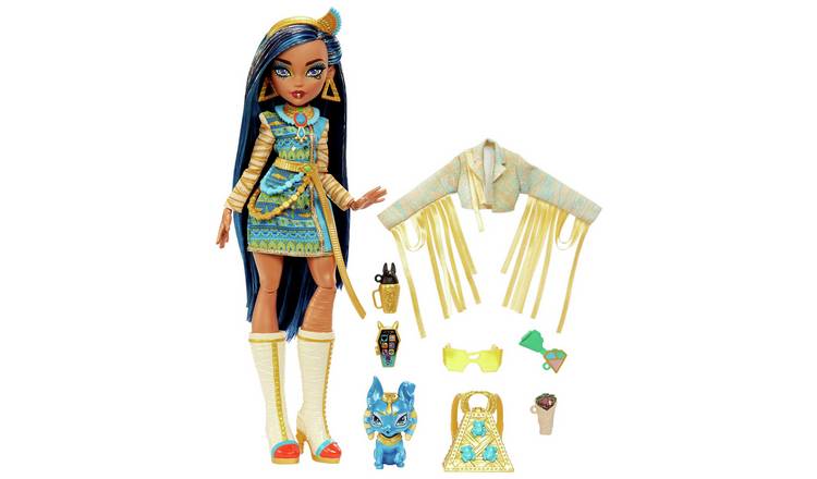 Monster High Cleo De Nile doll with golden accessories and pet Tut, UK version
