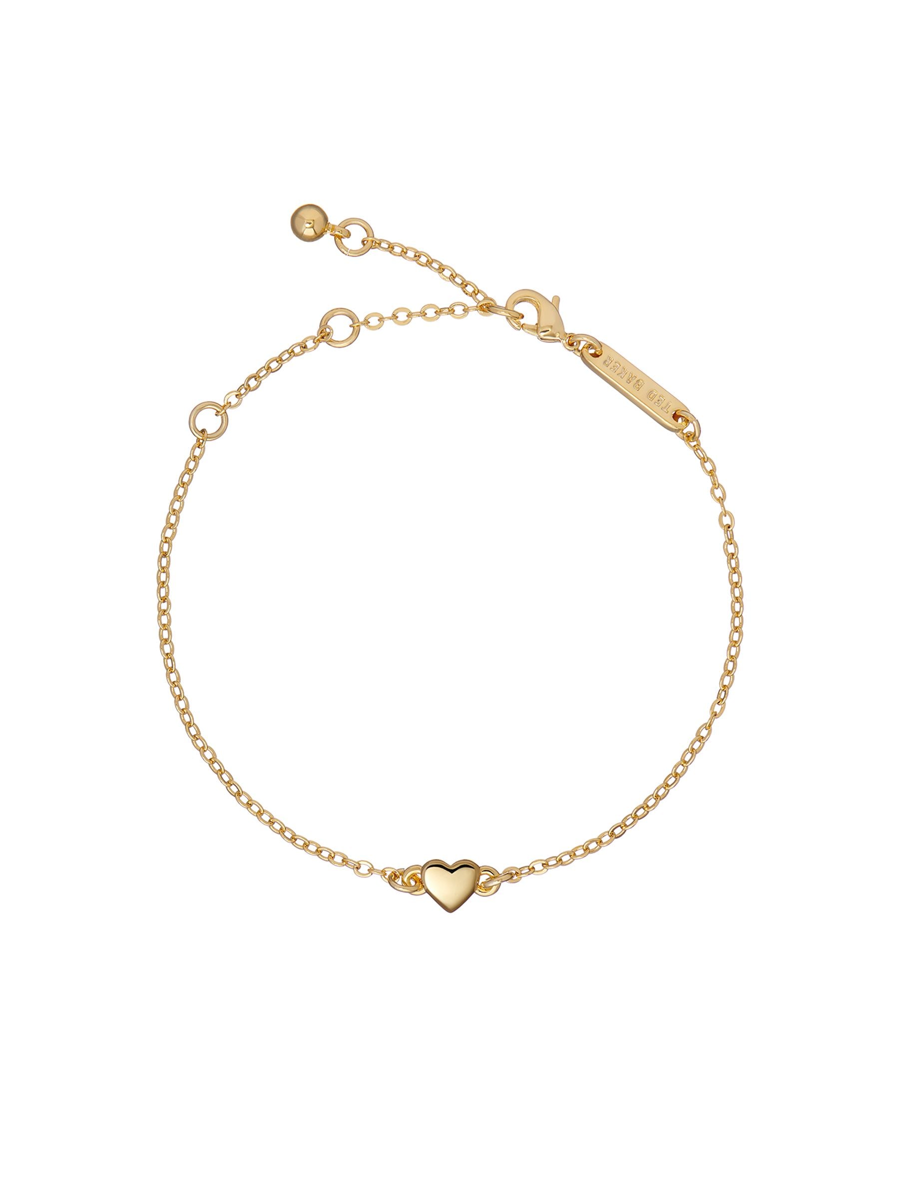 Ted Baker Tiny Heart Bracelet Gold Tone Clear Crystal 14.5-19.5cm (British brand)