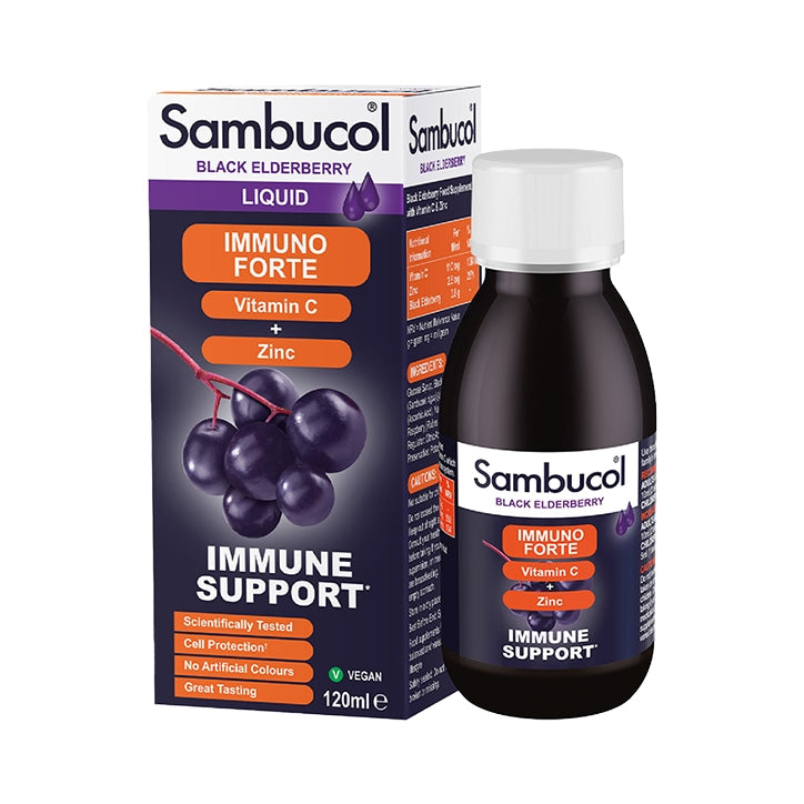 Sambucol Immuno Forte Black Elderberry Formula 120ml Immune Support Supplements Holland&Barrett   