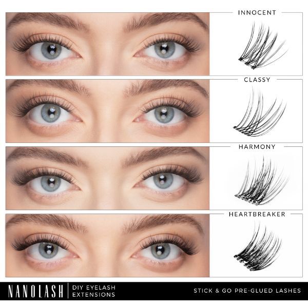 Nanolash pre-glued lashes CLASSY 36 clusters, imported from the UK