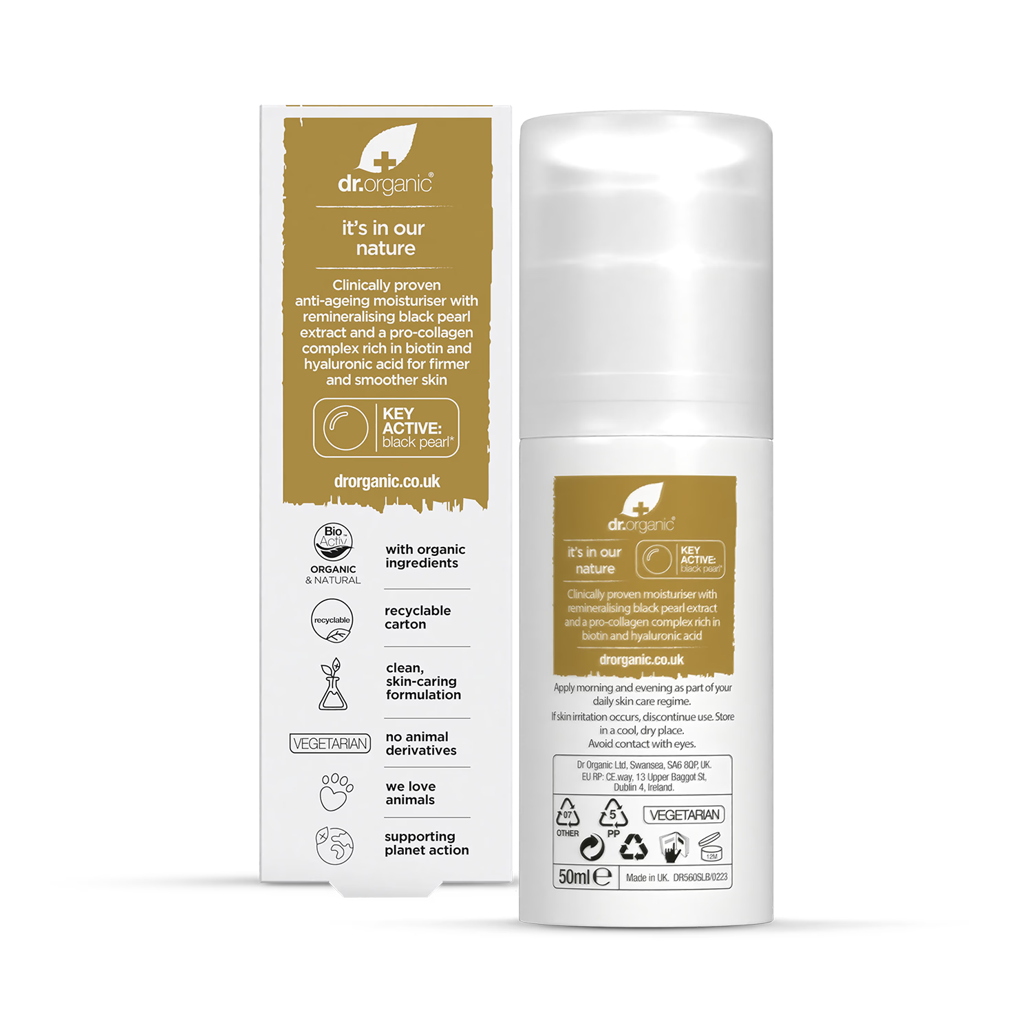 Dr Organic Pro Collagen Plus Black Pearl moisturiser 50ml - British product
