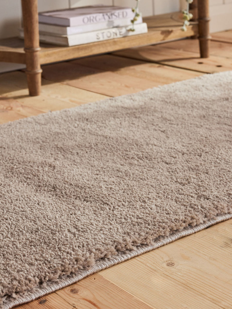 Light grey cosy washable shaggy runner rug, imported from the UK
