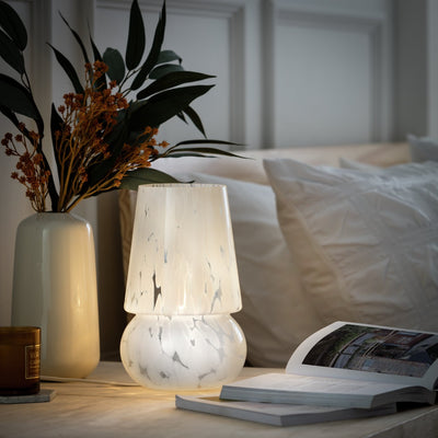 Lampe de table en verre à confettis Rahnn Habitat Blanc