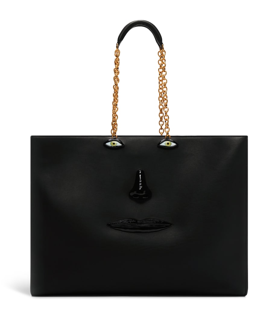 Schiaparelli calfskin face tote bag with anatomical details (British brand)
