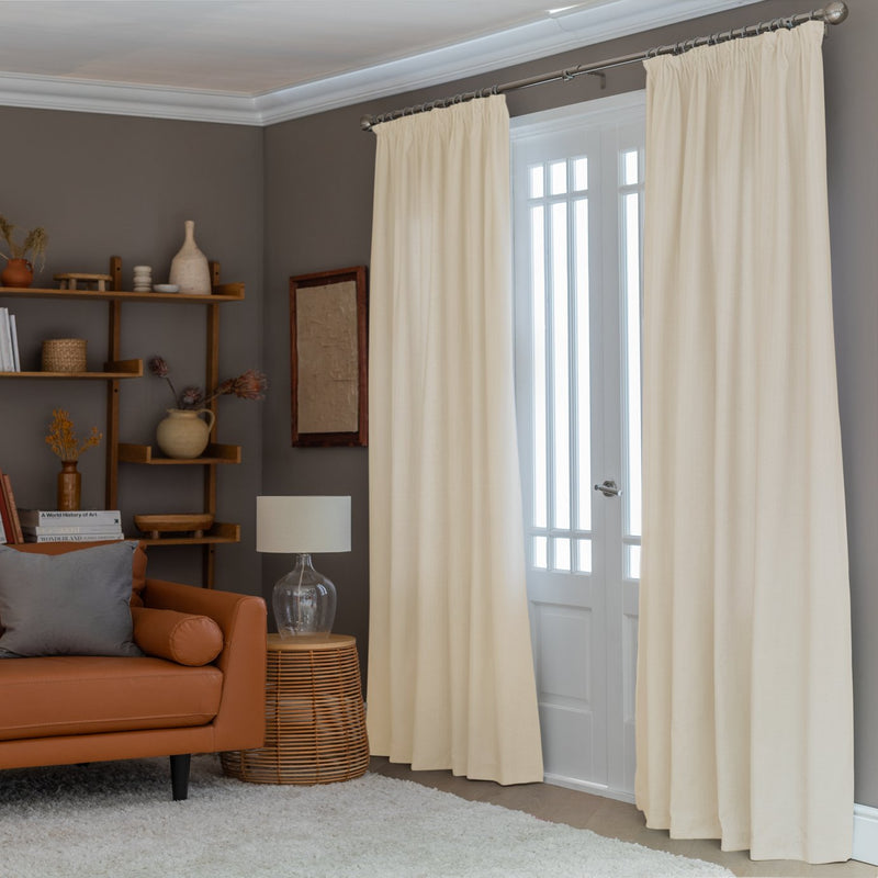 Habitat cream herringbone pencil pleat curtains 168x183cm, UK version