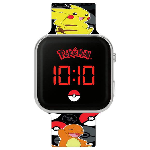 Pokemon Kids Digital Watch with black dial and LED display (British brand)