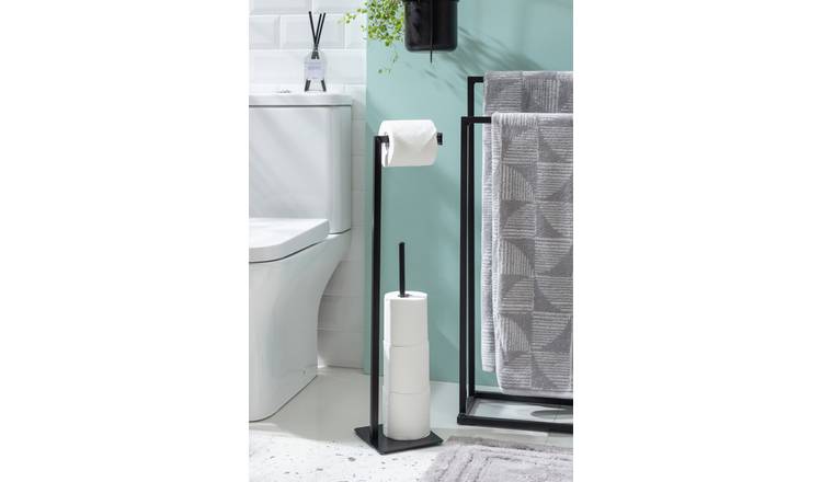 Argos Home freestanding black toilet roll holder (British brand)