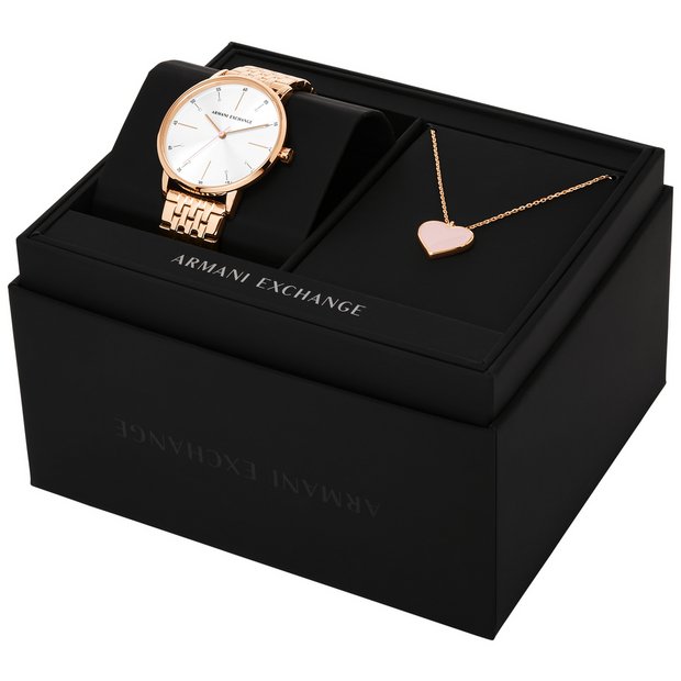 Armani Exchange rose gold-tone watch with stainless steel bracelet 36mm - British product