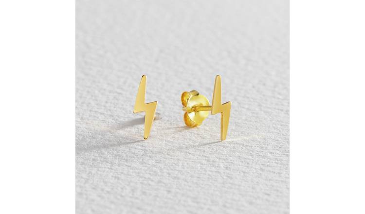 Revere gold plated silver lightning bolt stud earrings (British brand)