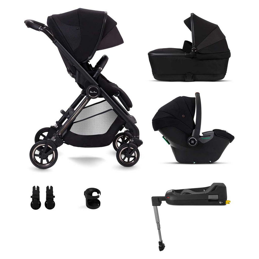 Silver Cross Dune Space Pushchair with First Bed Folding Carrycot and Travel Pack