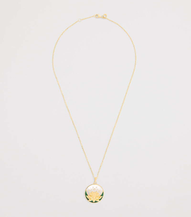 L'Atelier Nawbar Lotus Moon necklace with diamonds and malachite, UK version