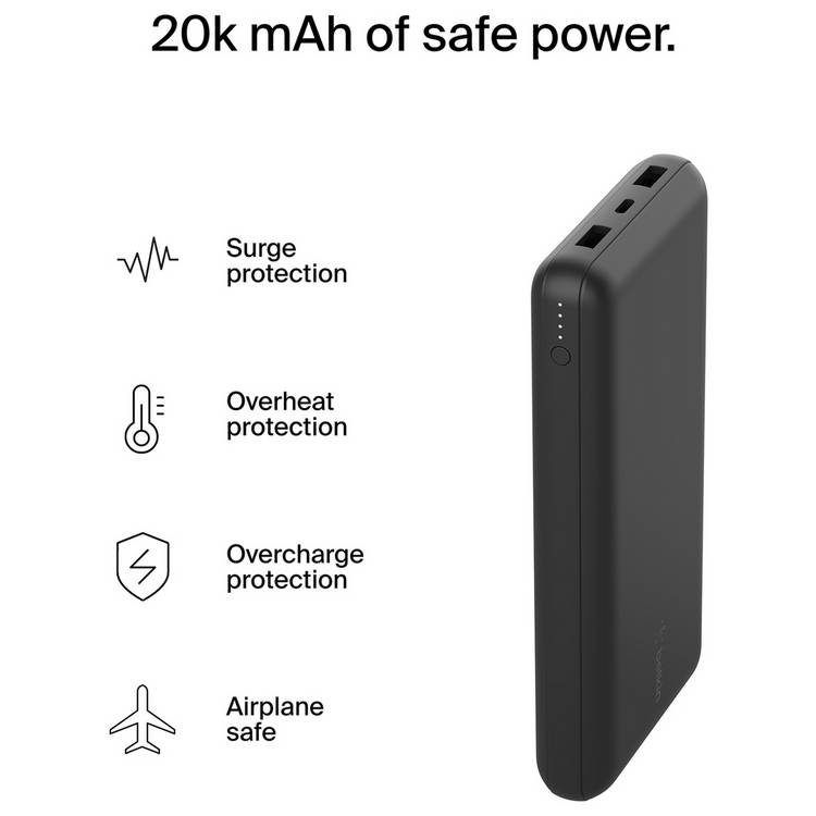 Belkin power bank 20000mAh 15W black, imported from the UK
