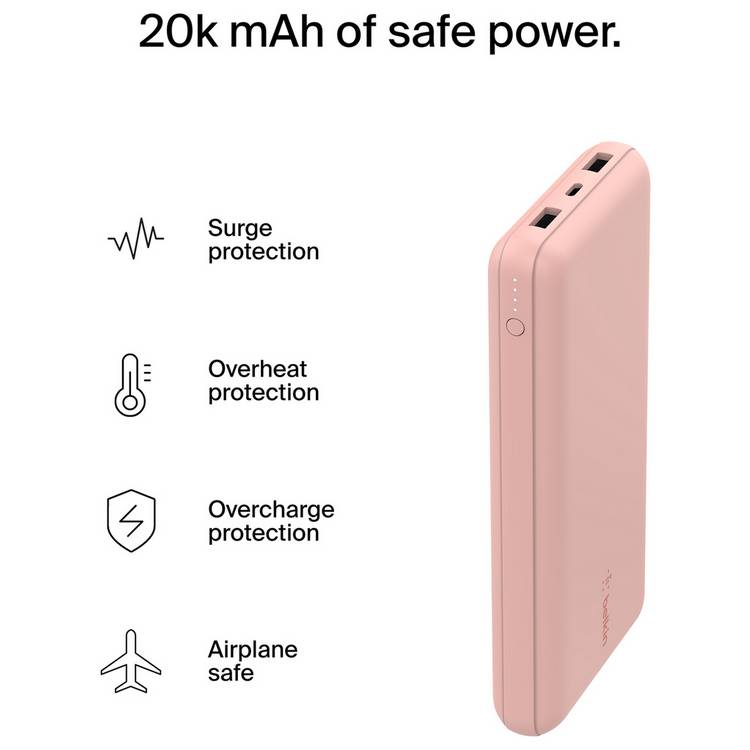 Belkin 15W 20000mAh portable power bank rose gold - British product