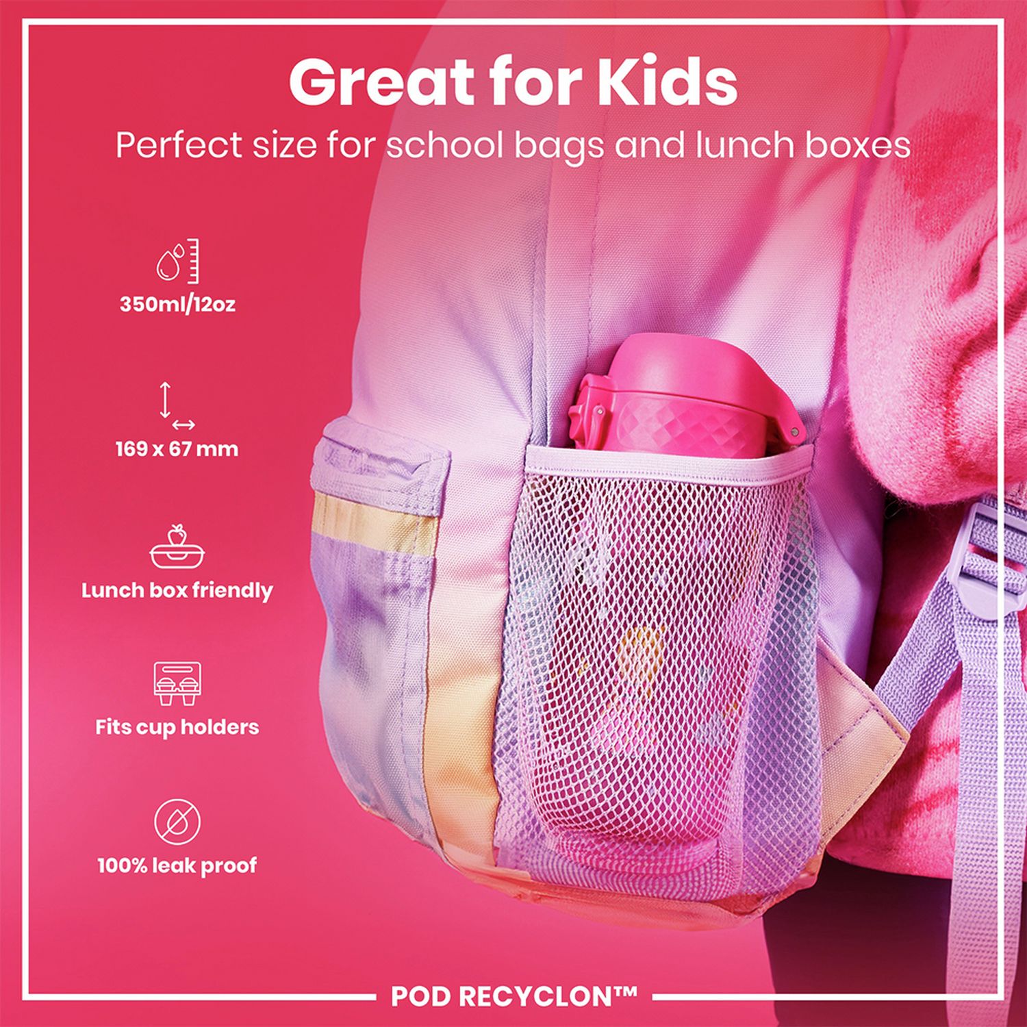 Ion8 Princess Pink water bottle 350ml, UK version