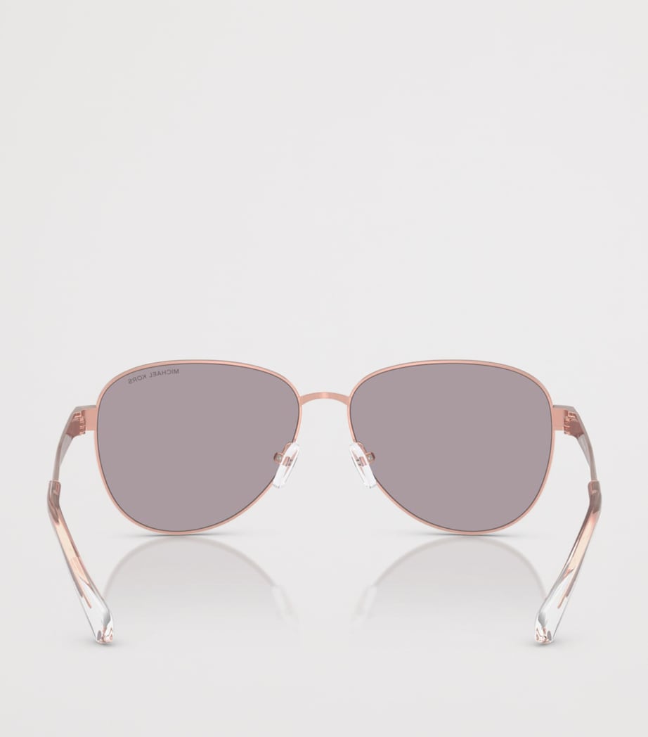 Michael Kors Biarritz Piloten-Sonnenbrille, roségoldfarbener Metallrahmen, importiert aus Großbritannien