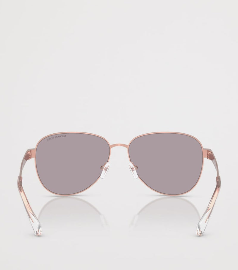 Michael Kors Biarritz Piloten-Sonnenbrille, roségoldfarbener Metallrahmen, importiert aus Großbritannien