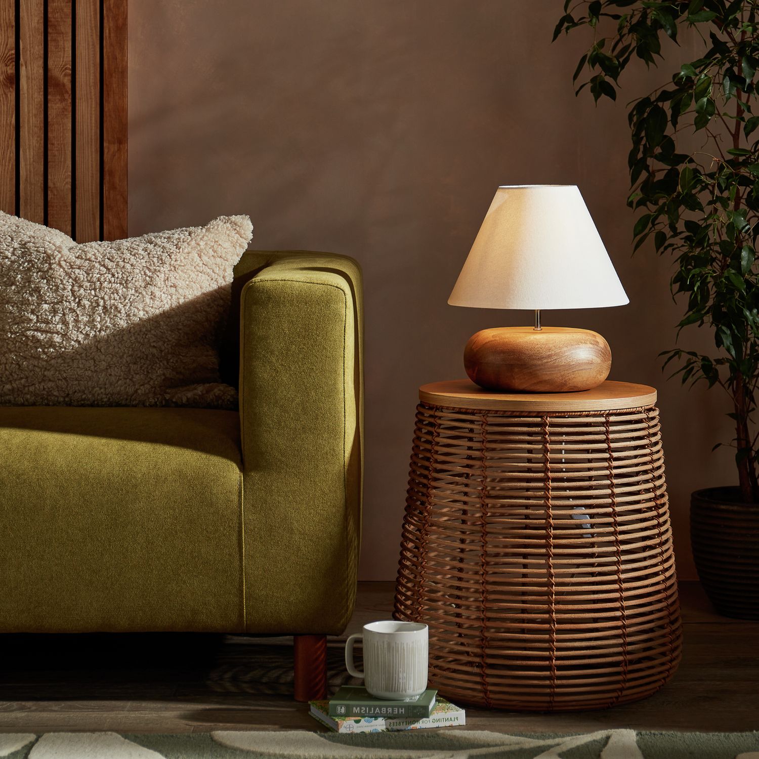 Habitat Pebble Mango Wood Table Lamp Natural and White, UK version