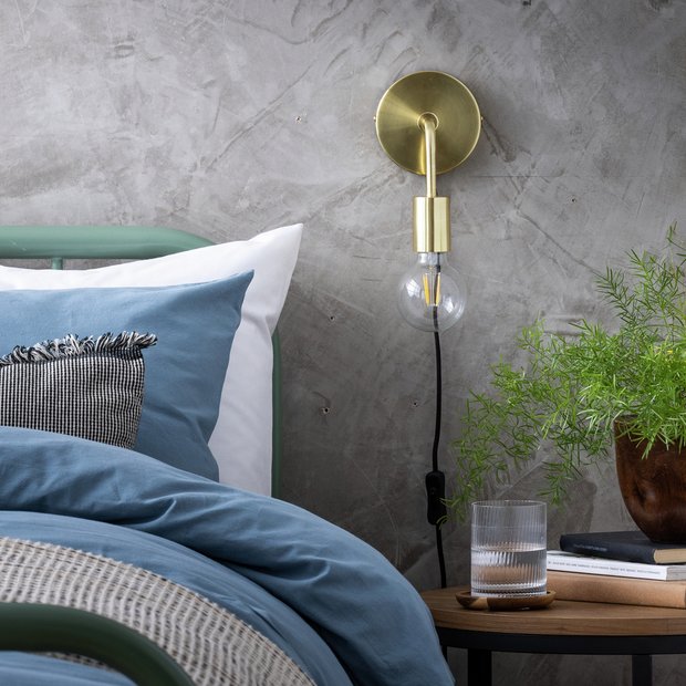 Argos Home Rayner Brass Plug-in Wall Light - British product