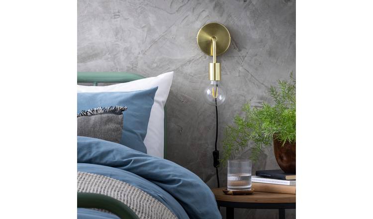 Argos Home Rayner Brass Plug-in Wall Light - British product