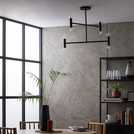 Habitat black steel LED flush ceiling light with exposed bulbs, H51.8 x 63cm, UK version
