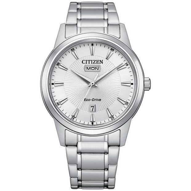 Citizen Eco Drive solar watch silver dial 40mm, UK version